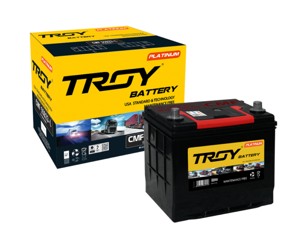 Ắc Quy Troy 12V 60Ah Cmf 55D23L Cọc Ngược - Loại Khô Kín Khí