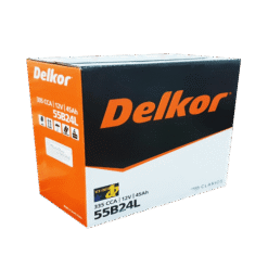Ắc Quy Delkor 12V 45Ah Model 55B24L - Cọc ngược (Cọc + bên trái)