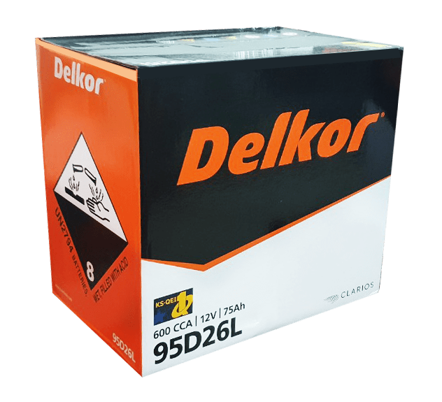 Ắc Quy Delkor 12V 75Ah Model 95D26L - Cọc Ngược (Cọc + Bên Trái)