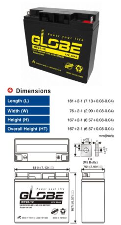 Bình Ắc Quy GLOBE 12V-20Ah (WP20-12)