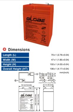 Bình Ắc Quy GLOBE 6V-5Ah (WP5-6))