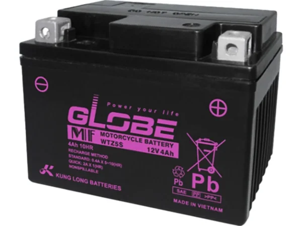Ac Quy Xe May Motor Globe Wtz5S 12V 4Ah