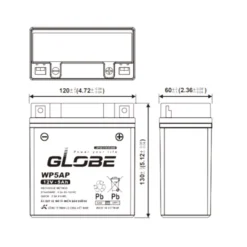 kich thuoc ac quy globe wp5ap 12v 5ah